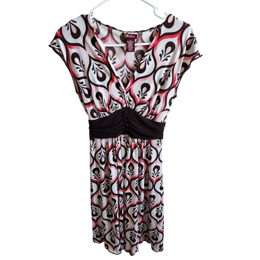 Vintage Miss Bisou Womens Sz M Knee Length Casual Dress Pink Black White